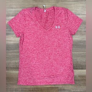Under Armour Women's Heathered Pink V-Neck Tee